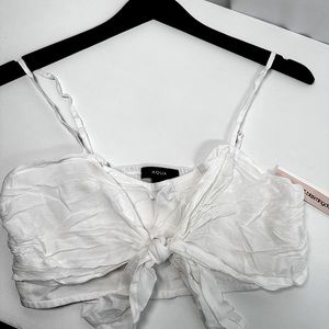 NWT Aqua Brand White Crop Top Tie Front. Medium